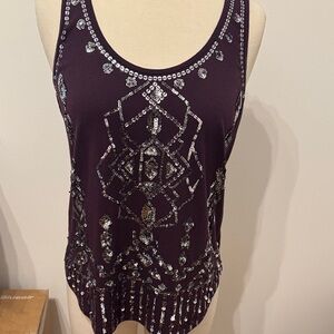 Embellished purple Sleeveless Top